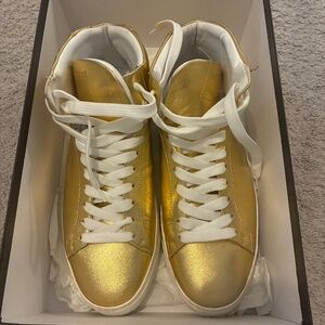 Authentic Versace Men's Gold Leather Medusa Hi Top